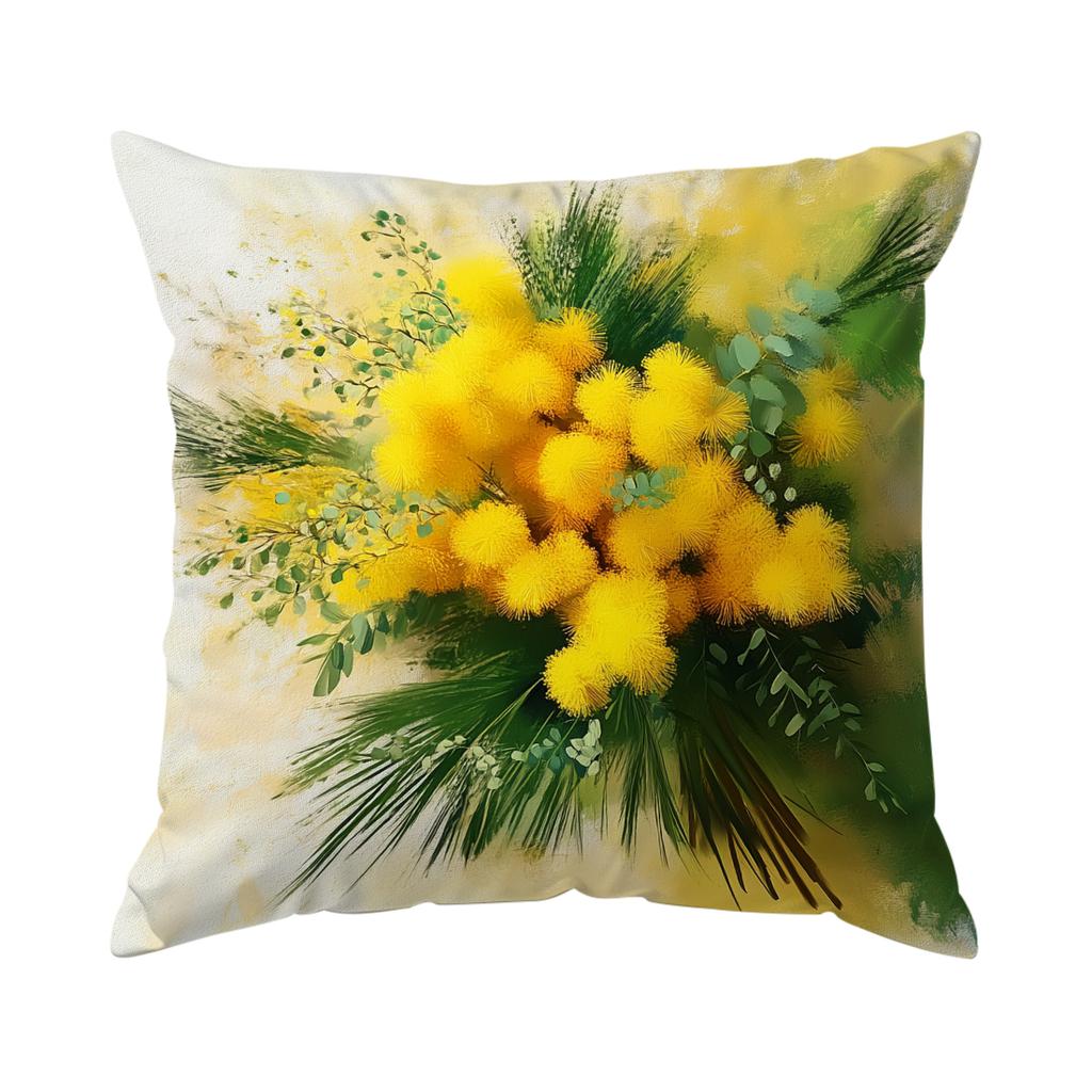 Warm Yellow Flower Pillowcase Printed Polyester 40/45/50Cm Throw Pillowcover Decorative Sofa Cushion Pillowslip Home Decor