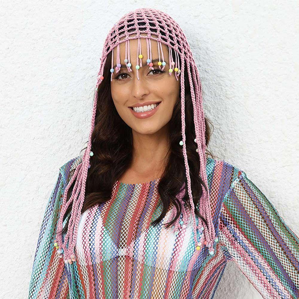 Y2k Knitted Hat Handmade Skullies Hat Breathable Beret Cap  for Women