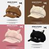 Cat Ears Octagonal Beanie Hat With Wide Brim For Winter Warmth