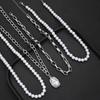Vintage Multi Layer Imitation Pearl Necklace for Women Irregular Pearl Pendant Silver Chain Choker Elegant Daily Fashion Jewelry
