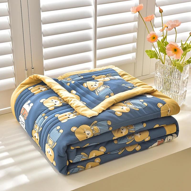 Comfortable Summer Quilt Cooling Sensation Lightweight Blanket Coolness Bare Sleeping Quilted Comforter Duvet  Flower Printed Quilted Bedspread