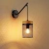 NETTLIFE Vintage Wooden Indoor Wall Applique : Industrial Style Black Metal Mesh Lampshade, E14 Socket