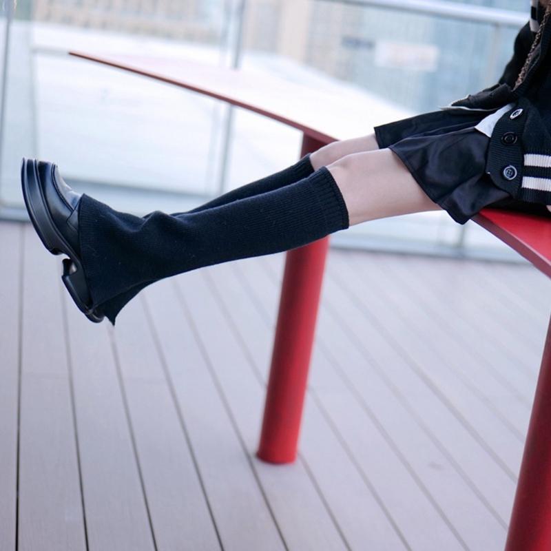 Winter Fall Knitted Leg Warmers Japanese Korean Style Wide Leg Cover Y2K Flared Split Knee High Long Socks for Women