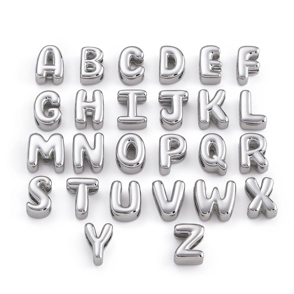 1pc Alphabet Bead Polished Design Mini 3D Bubble 26 Letter Charm for DIY Necklace Bracelet Jewelry Making