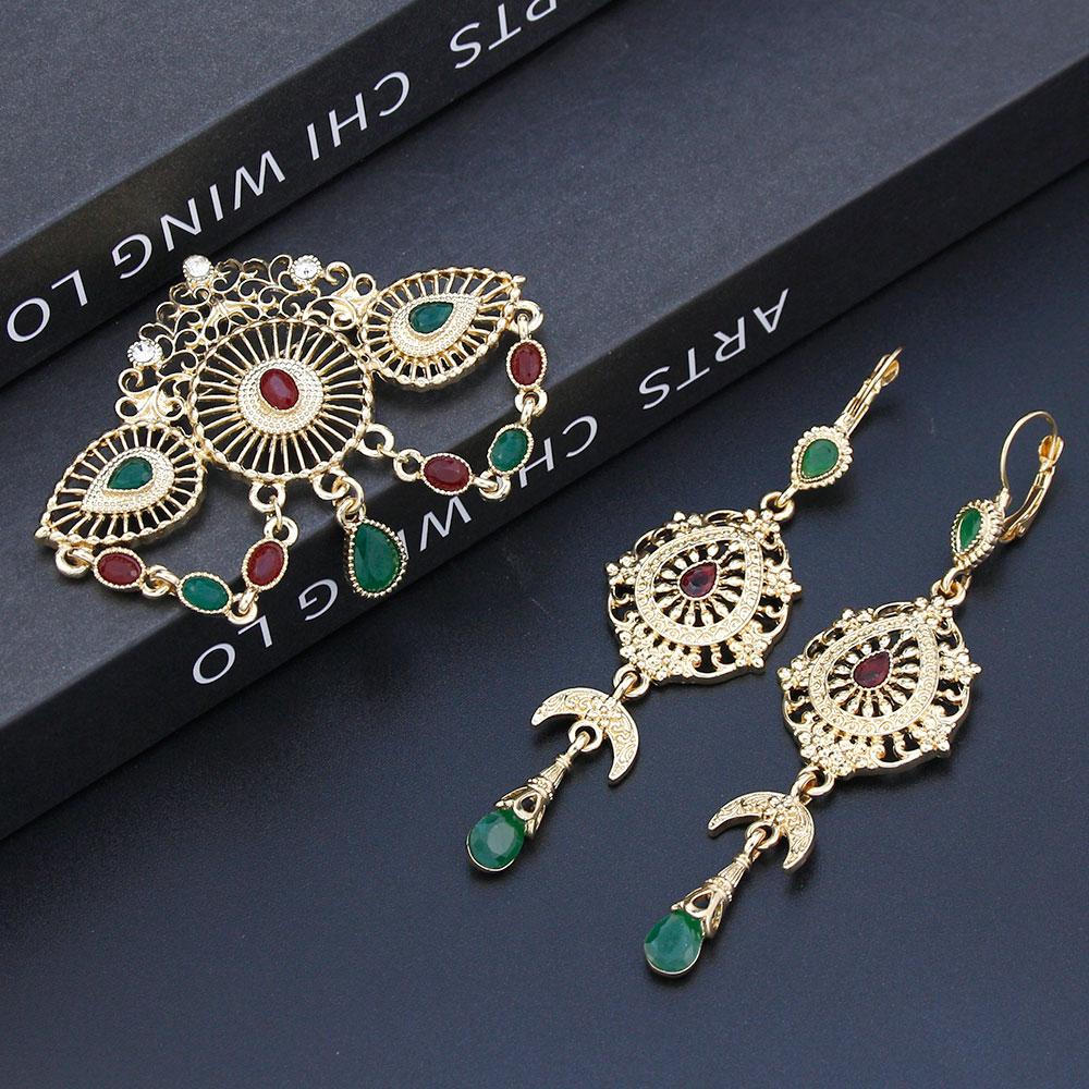 Zlatá barva Barevné křišťálové šperky Dámská brož Sady náušnic Pokovování Sady svatebních šperků