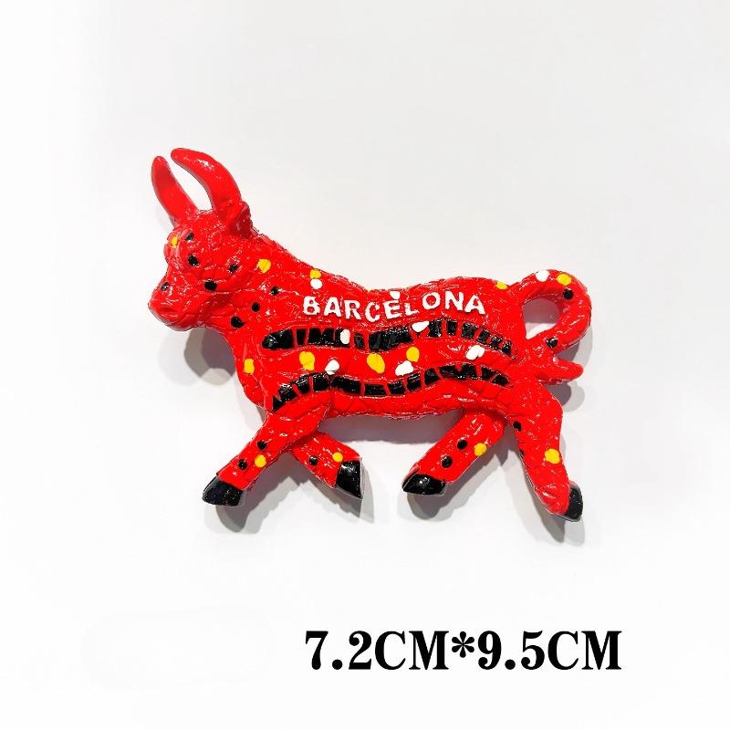 Spain Fridge Stickers Barcelona Travel Souvenirs Bullfight Mosaic Lizard Santiago De Compostela Fridge Magnets Birthday Gifts