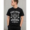 Men's Black Short Sleeve Crew Neck T-shirt with Vintage Engine Graphic, Soft Cotton Feel, Relaxed Fit for Casual Wear
