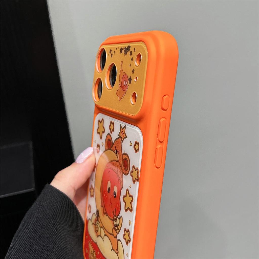 Large Window Gold Star Anti-Drop Cover for iPhone 15 Pro Max