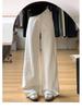 High-Waisted Wide-Leg White Denim Pants for Women - Autumn/Winter Loose Straight-Leg, Floor-Length Design