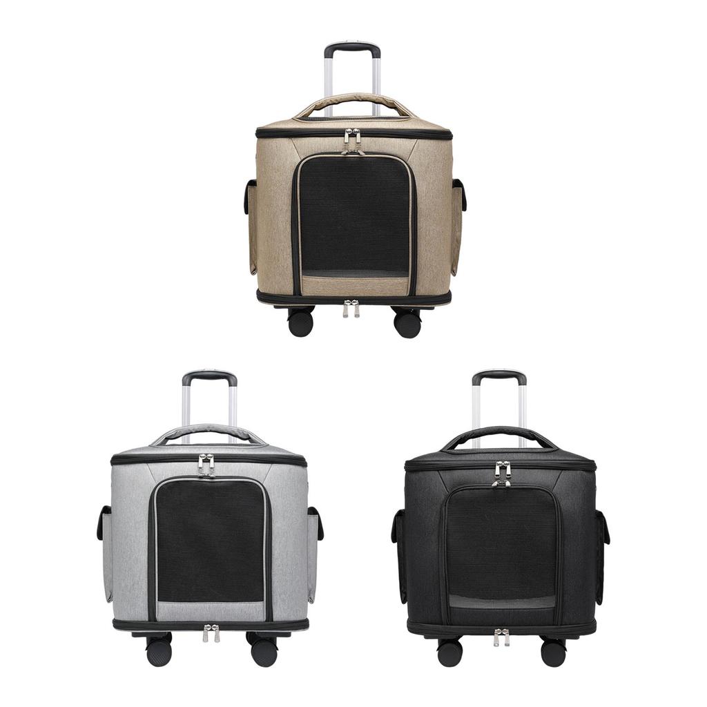 Rolling Cat Carrier Pet Rolling Carrier Retractable Handle Breathable Carrying Bag Trolley Case Handbag for Small Dogs,