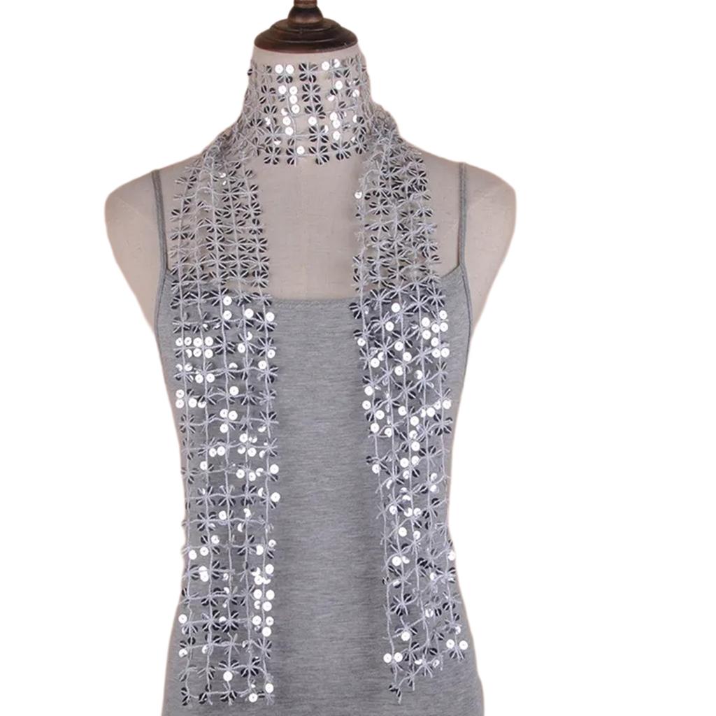 Sparkling Scarf for Women Chain Collar Full Sequins Nightclub Party Raves Costume Blingbling Choker
