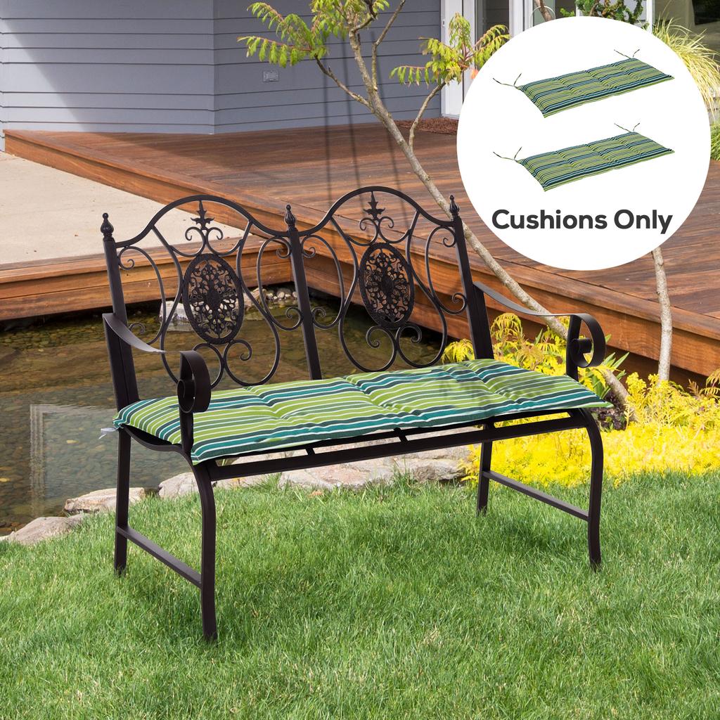 Polyester Set Of 2 Swing Chair Cushion Green Stripes