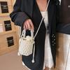 Hand-woven pearl acrylic beaded handbag niche hollow texture shoulder bag crossbody bucket bag