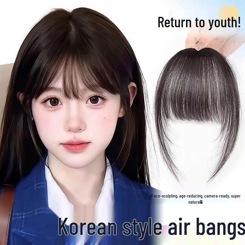 Manga Girl Invisible Air Bangs Hairpiece - Natural, Fake Forehead Wig for Summer Style