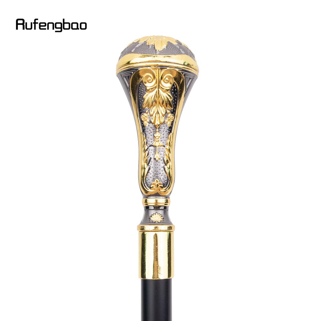 Gyllene svart lyxigt rundbladshandtag Mode käpp för fest Dekorativ promenadkäpp Elegant knopp Crosier knopp 95 cm