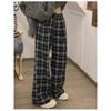 Checked Loose Straight Leg Wide Leg Pant Plaid Loose Straight-leg Loose Pants