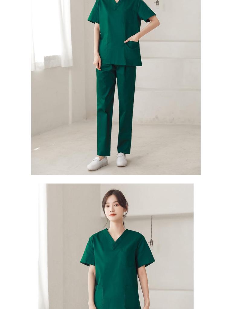 Unisex Short-Sleeve Surgical Gown and Long-Sleeve Workwear Scrub Set - Polyester/Cotton Blend