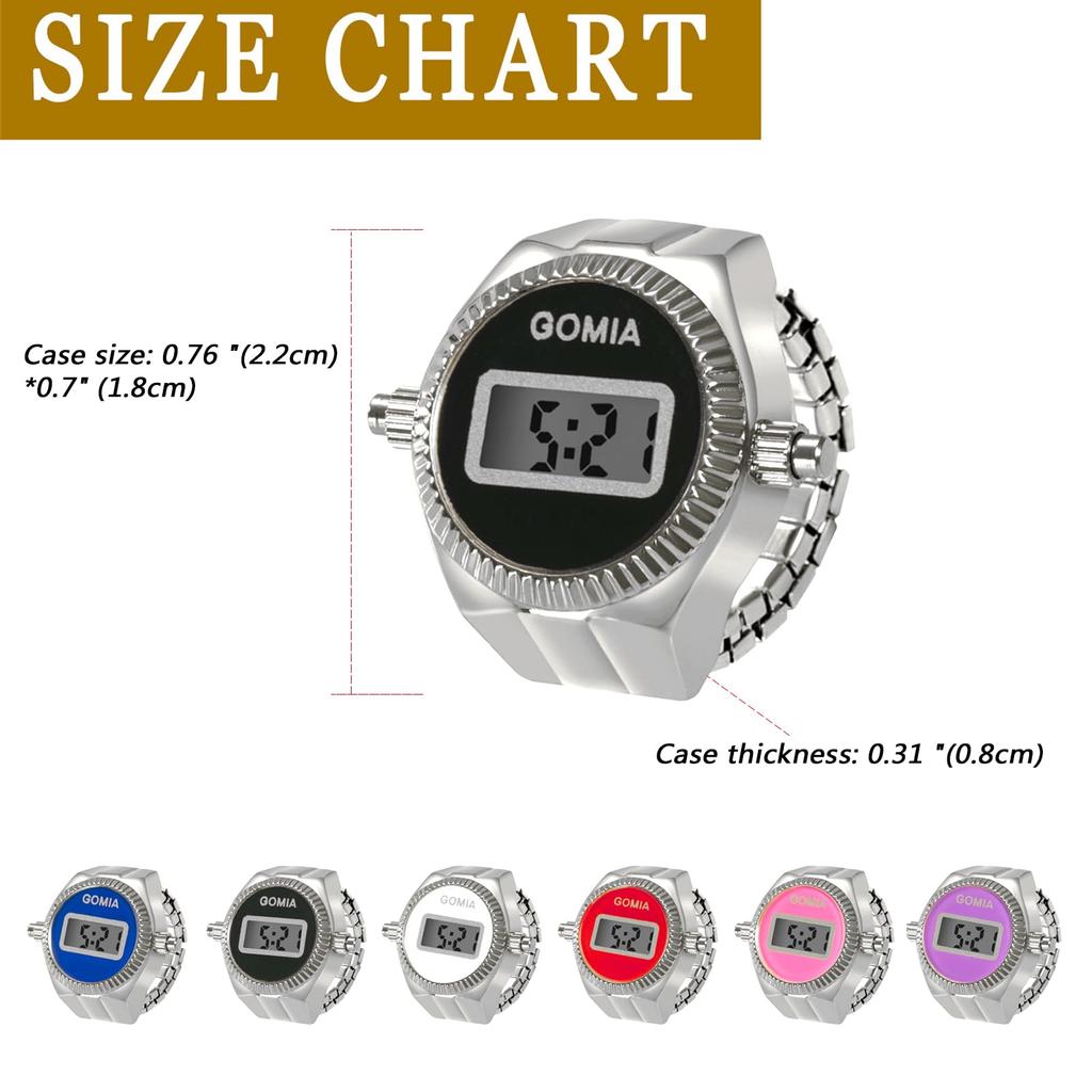 Ring Watch Digital LED Calendar Stopwatch Free Size Ring Retro Fashionable Waterproof Silver Men Women Fashion Accessory Birthday Christmas