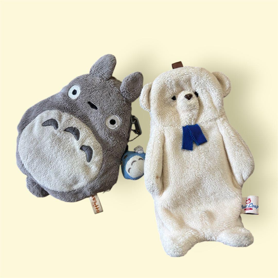 Totoro pass case teddy bear pouch set with bonus sticker