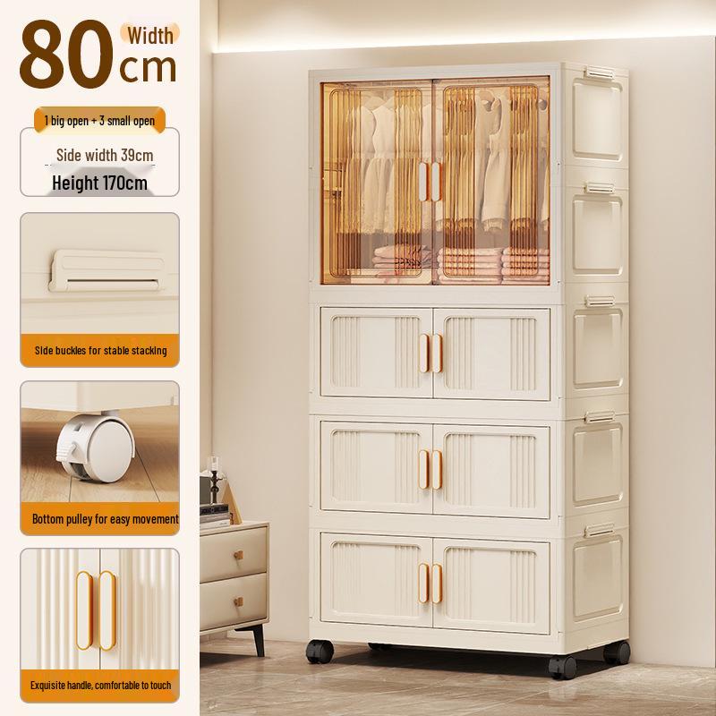 Children's Wardrobe & Storage Cabinet for Clothes, Snacks & Toys - No-Install Foldable Plastic Box