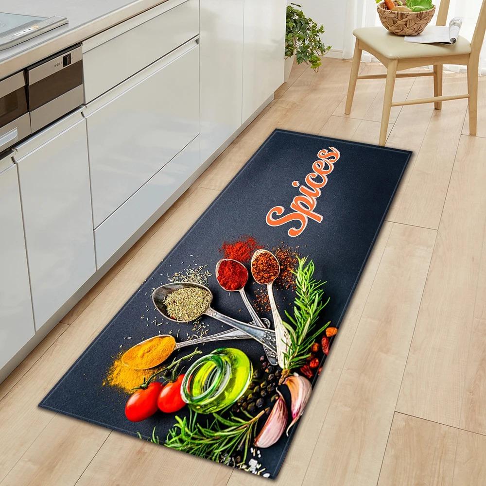 Ingredients and Spices Pattern Home Kitchen Floor Mats Door Front Decoration Floor Mats