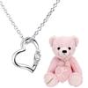 Natural Diamond Heart Necklace for Teddy Bear Plush Toy April Birthstone Pink Bear Women, Set, Diamond, 1491-tdt-01-p4