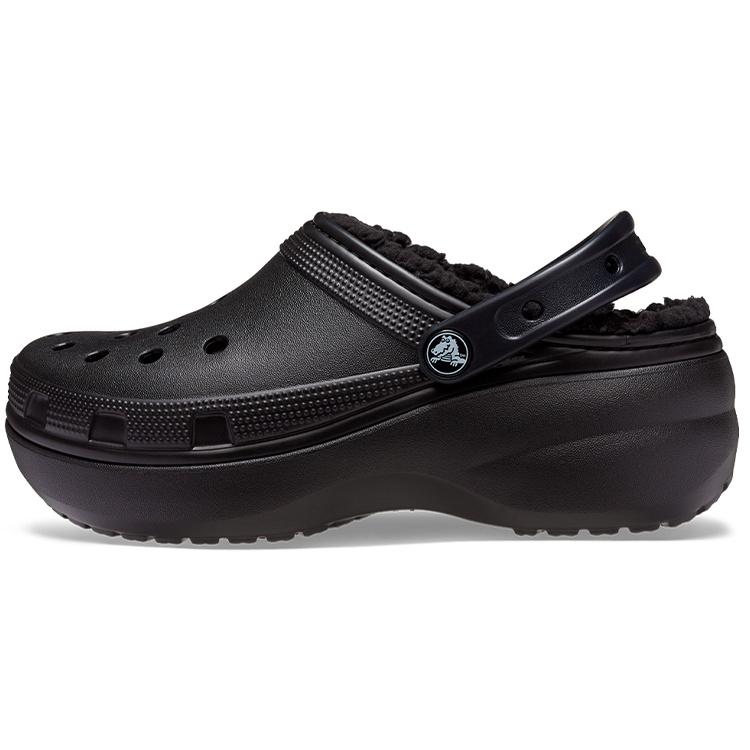 (WMNS) Crocs Classic Platform Lined Clog Black Women s 207938-001 EU 39-40