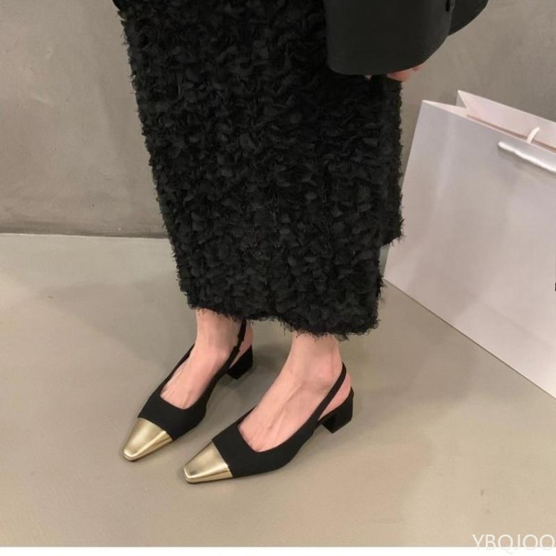 Frühling Sommer eckige Zehenpartie Temperament Einzelner Schuh vielseitig schlicht bequem mittelhohe Absätze mit Zehenkappe modische Sandalen