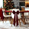 Velvet Christmas Red Chair Bows Elastic Ribbon Gift Bows Big Bows Tie Back Burgundy Chair Sashes