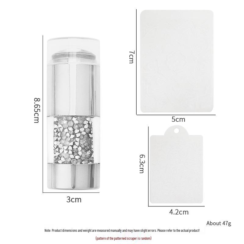 Large Silicone Nail Art Stamp with Lid - Single/Double Head French Design DIY Stamping Tools