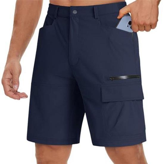

Men Cargo Shorts Button Zipper Fly Multi-Pocket Design Outdoor Travel Shorts Pure Color Wide Leg Summer Casual Short M