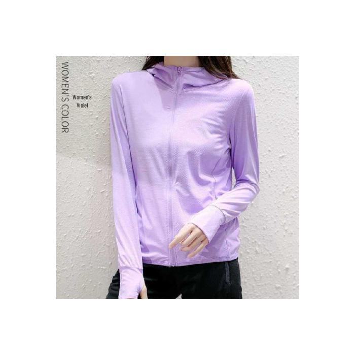 Women's Hooded Sun Protection Jacket: 2024 Summer Lightweight, Long-Sleeve, Breathable, Solid Color, Thin Knit Design
