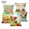 Easter Egg Print Cushion Cover Happy Easter Decorative Pillowcase Linen Bunny Throw Pillow Cover for Sofa Home Decor