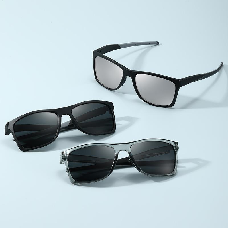 Nouveaux Lunettes de Soleil Polarisées Ultra Légères Carrées pour Hommes Antidérapantes Grande Monture Moulage par Injection Bicolore Lunettes de Conduite Cyclisme