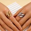 18K Gold Stainless Steel Geometric Open Ring - Personalized INS Style with Bright Surface.