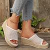 Fashion Hollow Out Mesh Braided Wedge Sandals Women Summer Fashion Thick Sole Espadrille Slippers Woman Comfort Casual Platform Sandals