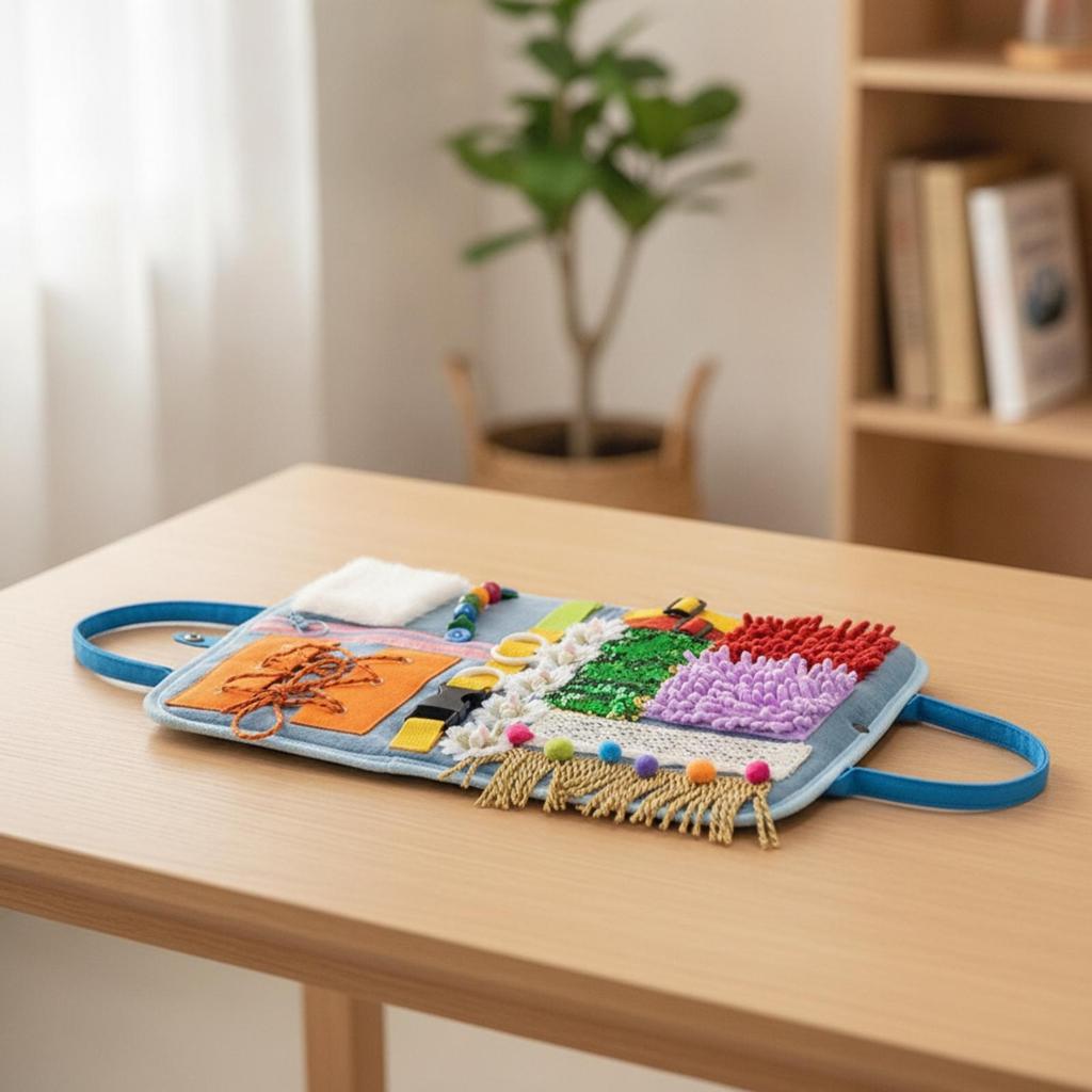 Sensory Training Mat with Handles Interactive Fidget Blanket Textured for Travel