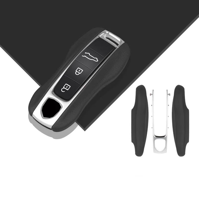 

Розкішна Натуральна Шкіра для Porsche Boxster Cayman Panamera Cayenne Macan 718/911 Taycan Чохол для Ключа Автомобіля Захисний Брелок