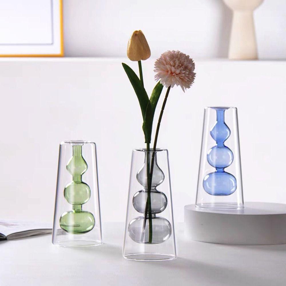 Minimalism Double-layer Flower Vase Creative Aromatherapy Diffuser Bottle Wedding Decor