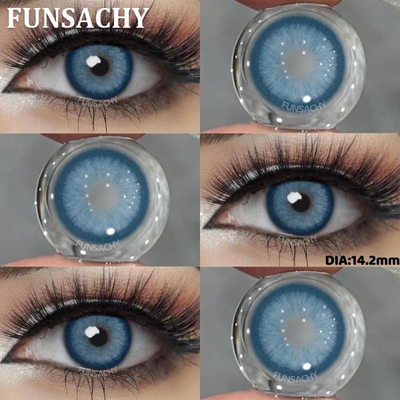 FUNSACHY 1 Pair Colored Contact Lenses Natural Big Black Eyes Blue Green Soft Contact Lenses for Women Brown Gray Contact Lenses