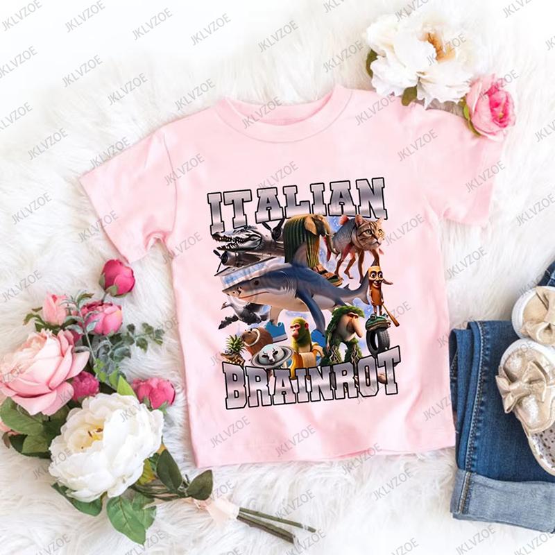 Cappuccina Ballerina Funnu Italian Brainrot Meme Cotton Children Tshirt Summer Sports Tees Boys Girls Clothes Casual Kids Tops