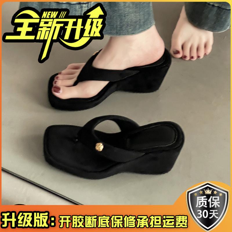 French thick heel pointed wedge heel bag head half slippers summer new design sense niche silver muller cool slippers women