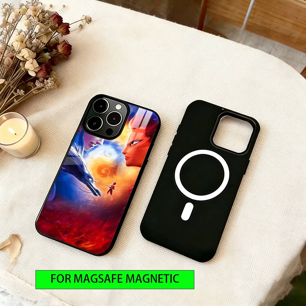Epic Nezha Phone Case For iPhone17,16,15,14,13,12,11 Plus,Pro Magnetic For Magsafe Wireless Charging