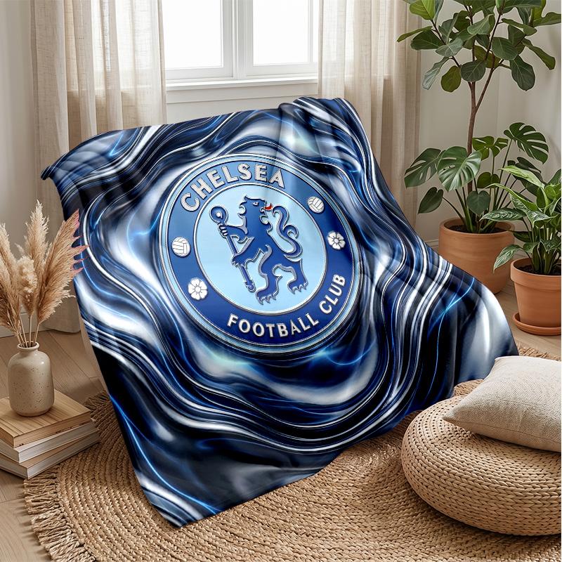 Chelsea FC Theme Blanket Soft Flannel Blanket Plush Throw Blanket Cozy Sofa Bed Blanket for Home Decor