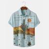 Woestijn Cactus Shirt voor Mannen 3D Print Zomer Hawaïaans Harajuku Mode Shirt Top Blouse Korte Mouwen Straat Vakantie Strandkleding