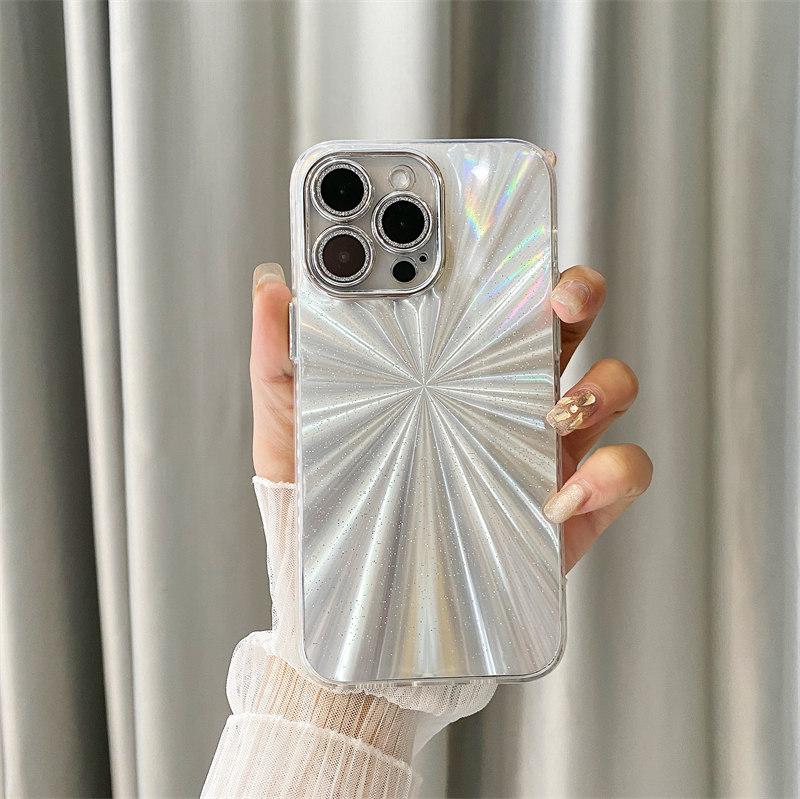 

Роскошный блестящий серебряный чехол Aurora для iPhone 15 Pro Max 14 Plus 13 12 11 Pro с пленкой для объектива, универсальный защитный чехол от падения iPhone 11 Pro