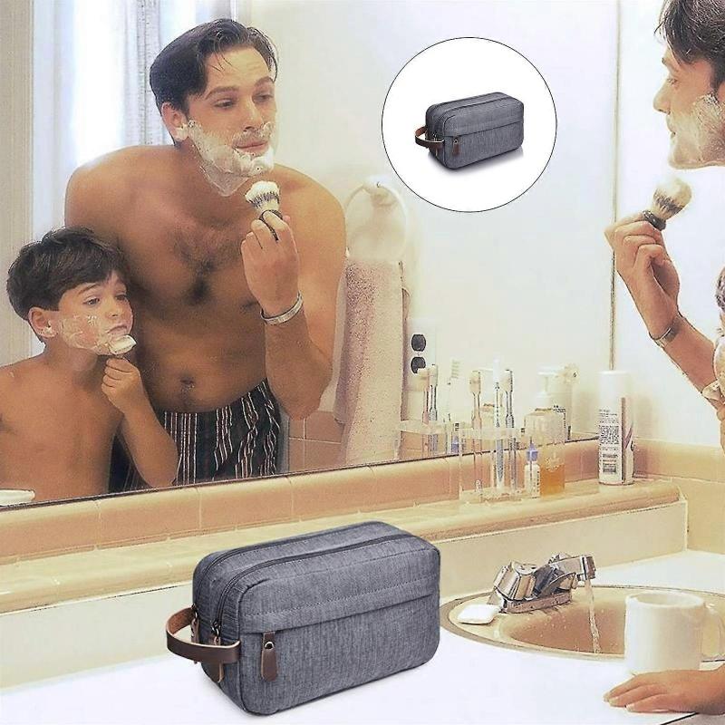 Lightweight Men's Travel Toiletry Bag With Water Resistant Oxford Cosmetic Case And Multiple Pockets for Outdoor  Gray