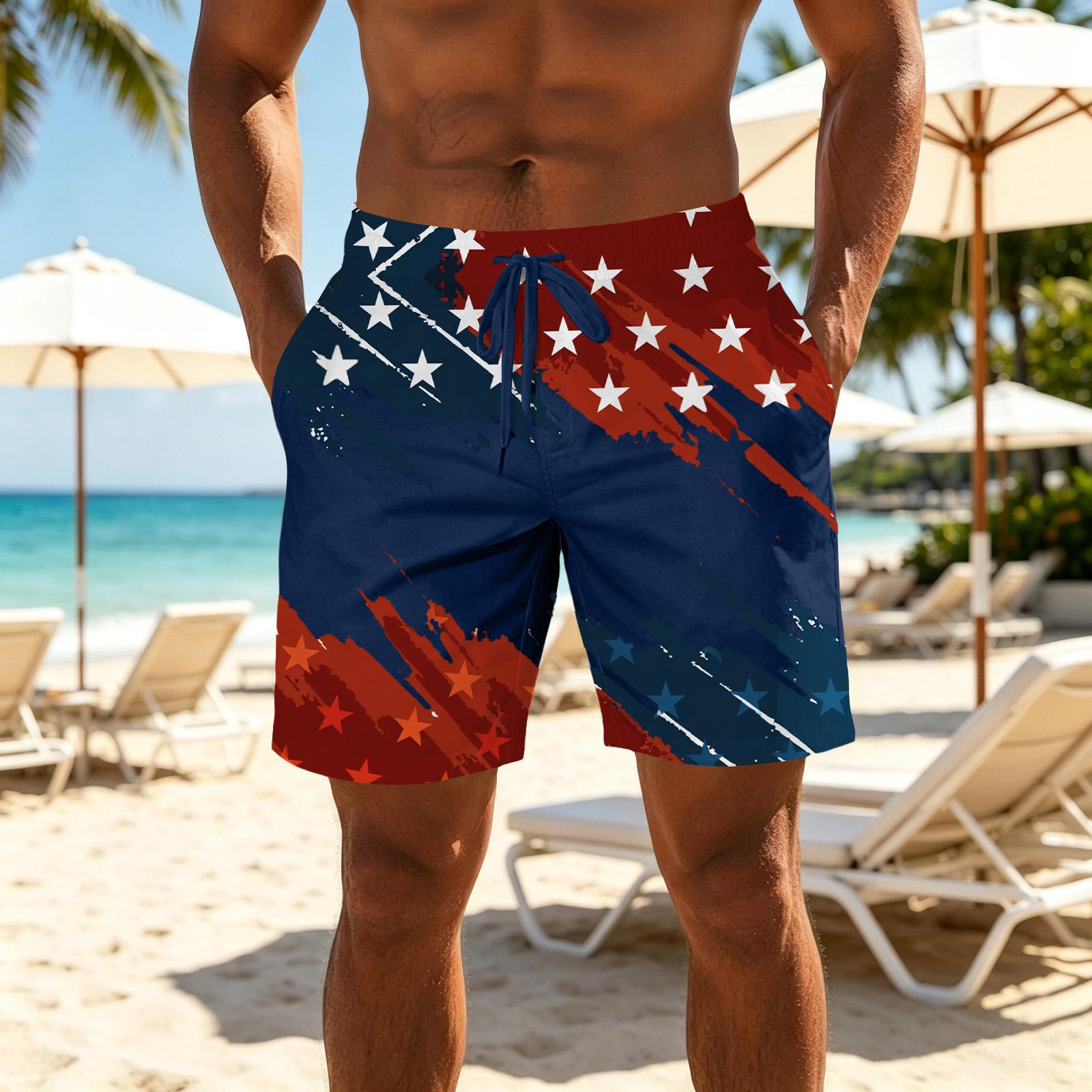 

Men’s Printed Drawstring Waist Casual Athletic Shorts Lightweight Breathable Quick Dry Shorts with Pockets for Summer Sports and Daily Wear S