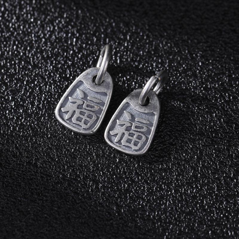 Color-Preserving Distressed Silver Persimmon Lucky Cat Pendant DIY Handmade Bracelet with Tibetan Silver Accessories