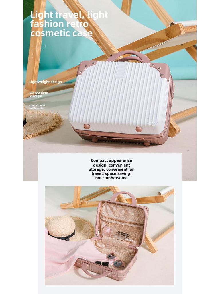 14-Zoll Damen Leichtes Kleines Gepäck: Tragbare Make-up- und Aufbewahrungsbox mit großem Fassungsvermögen